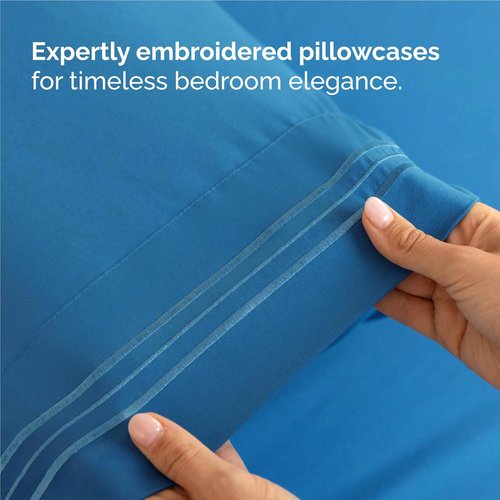 Comfy Twin XL 3-Piece Sheet Set - Breathable Cooling Bed Sheets - Luxury Hotel Quality - Denim Blue