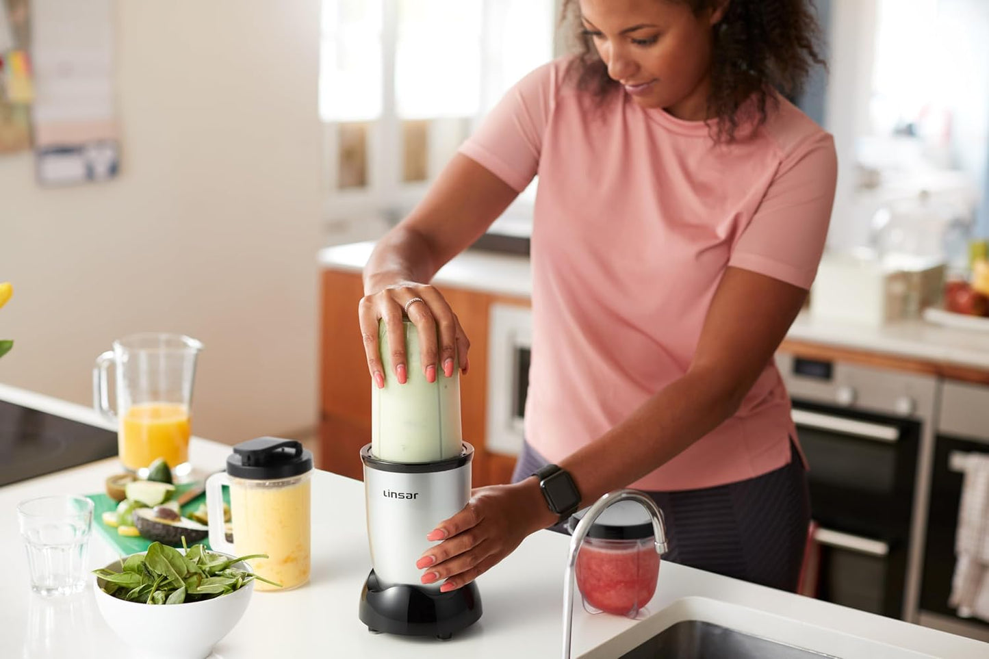 Skiennix High-Speed Blender - Silver Mini Smoothie Maker with Extra Blender Cups for Home & Gym