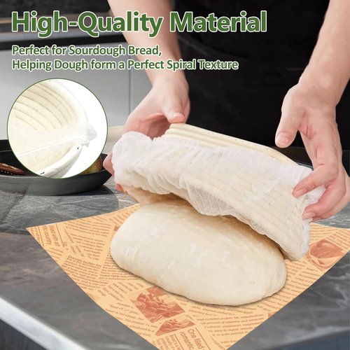 100 Pack Banneton Bread Proofing Basket Liner,21" Bread Bowls Liner Non-Stick Dough,BPA-Free Non Woven Sourdough Bread Basket Liners,Elastic Banneton Liners for Prevents Dough from Sticking to Basket