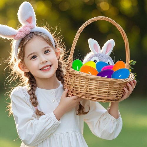 Jofan 24 Pack Plastic Prefilled Easter Eggs - Mini Jesus Mochi Squishy Toys Inside | Perfect for Kids' Easter Baskets