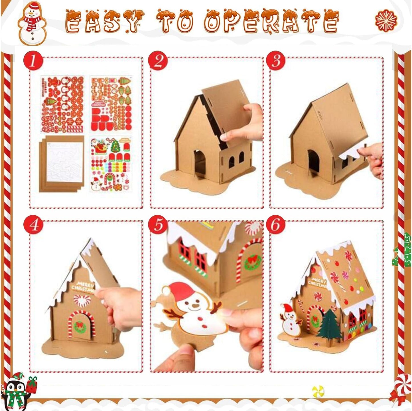 Regine Switzerland Christmas Gingerbread House DIY Kit - 12 Pack Cardboard Fun for Kids & Adults