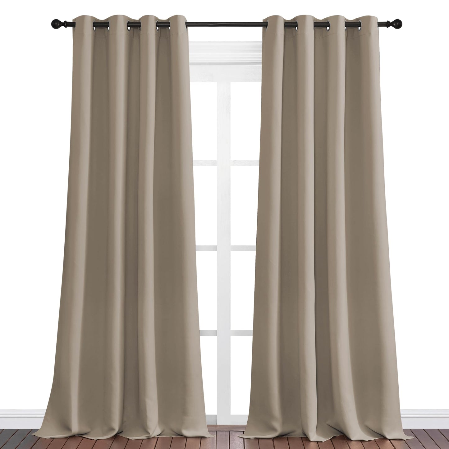 NICETOWN Taupe Blackout Curtains 96" Long for Office, 55" Wide, 2 Pieces, Dining Room, Guest Room, Sound Reducing Heat and Cold Block Curtain Panels for Modern Room Decorative