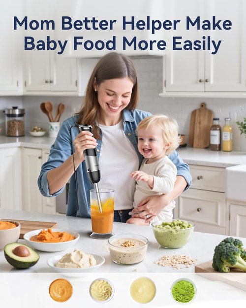 Immersion Blender 1000W - 5-in-1 Handheld Stick Blender with 12 Speeds & BPA-Free Accessories