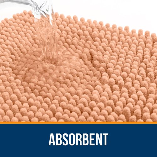 OLANLY Bathroom Rugs 30x20, Extra Soft Absorbent Chenille Bath Rugs, Rubber Backing Quick Dry, Machine Washable Bath Mats for Bathroom Floor, Tub and Shower, Home Decor Accessories, Peach