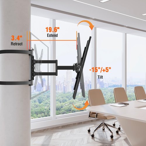 ELIVED Pillar TV Mount for Most 26"-60" TVs, Column TV Mount for Gazebo Patio Pergola, No Drill Full Motion tv Bracket Swivel and Tilt, Fits Multi-Shaped Poles, Max VESA 400x400mm, 77 Lbs. YD0084