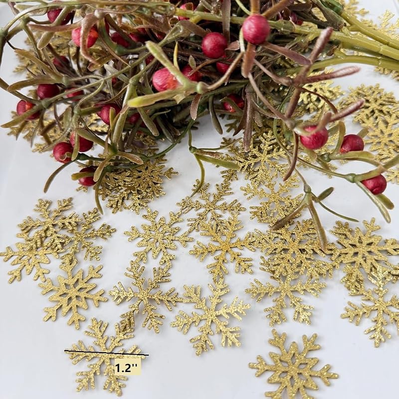 Gold Snowflake Confetti 100Pcs - Glitter Table Decor for Winter Holidays (Variation: Gold-snowflake)