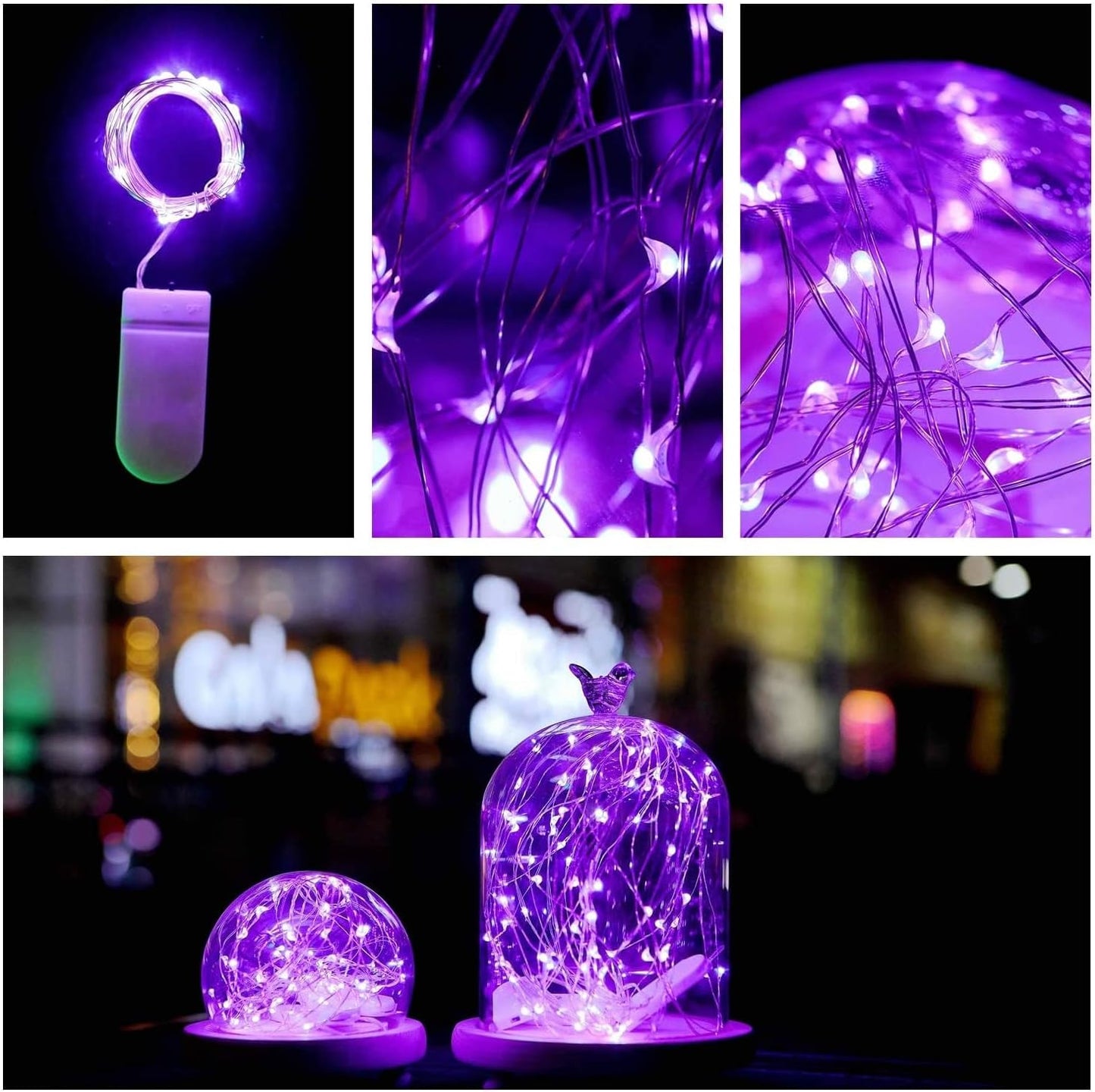 VOOKRY 30 LED Fairy Lights - 10 ft Purple Battery Operated Waterproof String Lights for Weddings & Parties