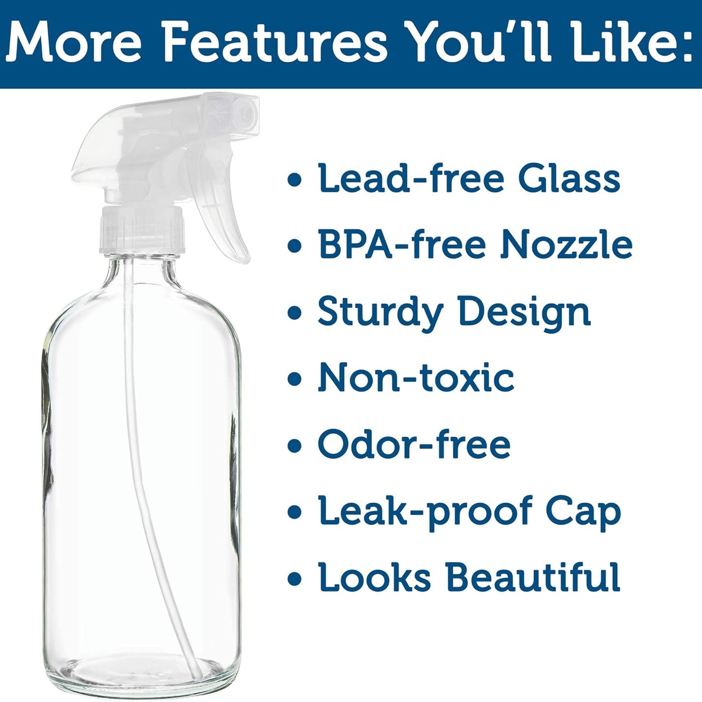 Sally's Organics® Clear Glass Spray Bottles - Refillable 16 oz for Essential Oils & Cleaning - 2 Pack