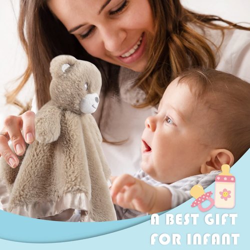 Baby Bear Security Blanket - Soft Minky Plush Lovey Gift for Toddlers | 16 Inch Dark Brown