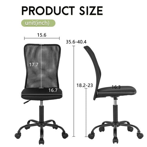 BestOffice Ergonomic Office Chair Desk Chair Mesh Computer Chair Armless Back Support Modern Executive Rolling Swivel Chair with Lumbar Support(Black)