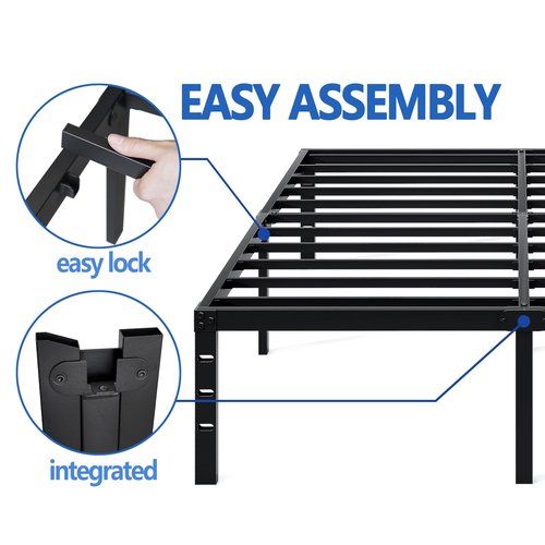 NEW JETO Metal Bed Frame,Twin Size Bed Frame with Storage Space,Heavy Duty Sturdy Mattress Foundation,Easy Assembly,No Box Spring Needed, Black,18 Inch,Twin