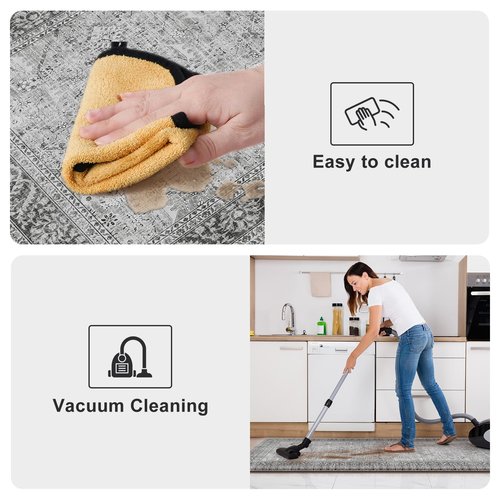 KIMODE Anti Fatigue Kitchen Mats for Floor, Boho Oriental Kitchen Rugs Sets of 2, Padded Kitchen Floor Mats Non Slip, Cushioned Standing Mats for Sink, Laundry, Desk Grey 20"x47"+20"x32"