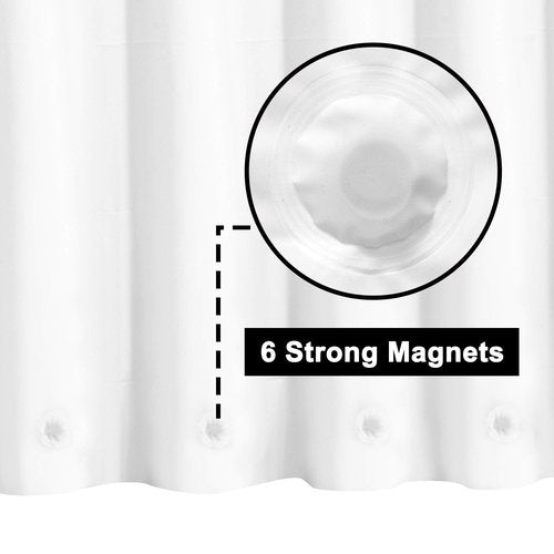 Barossa Design White Shower Curtain Liner with 6 Magnets - Waterproof PEVA Shower Liner for Bath Tub, 72" x 72" Standard Size, PVC Free & Metal Grommets - White, 72x72 (Pack of 2)