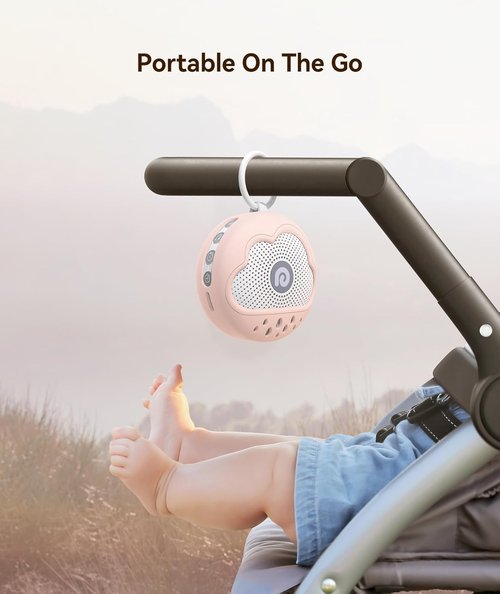 Dreamegg White Noise Machine - Portable Sound Device with 21 Soothing Sounds & Safe Silicone Cover | Pink