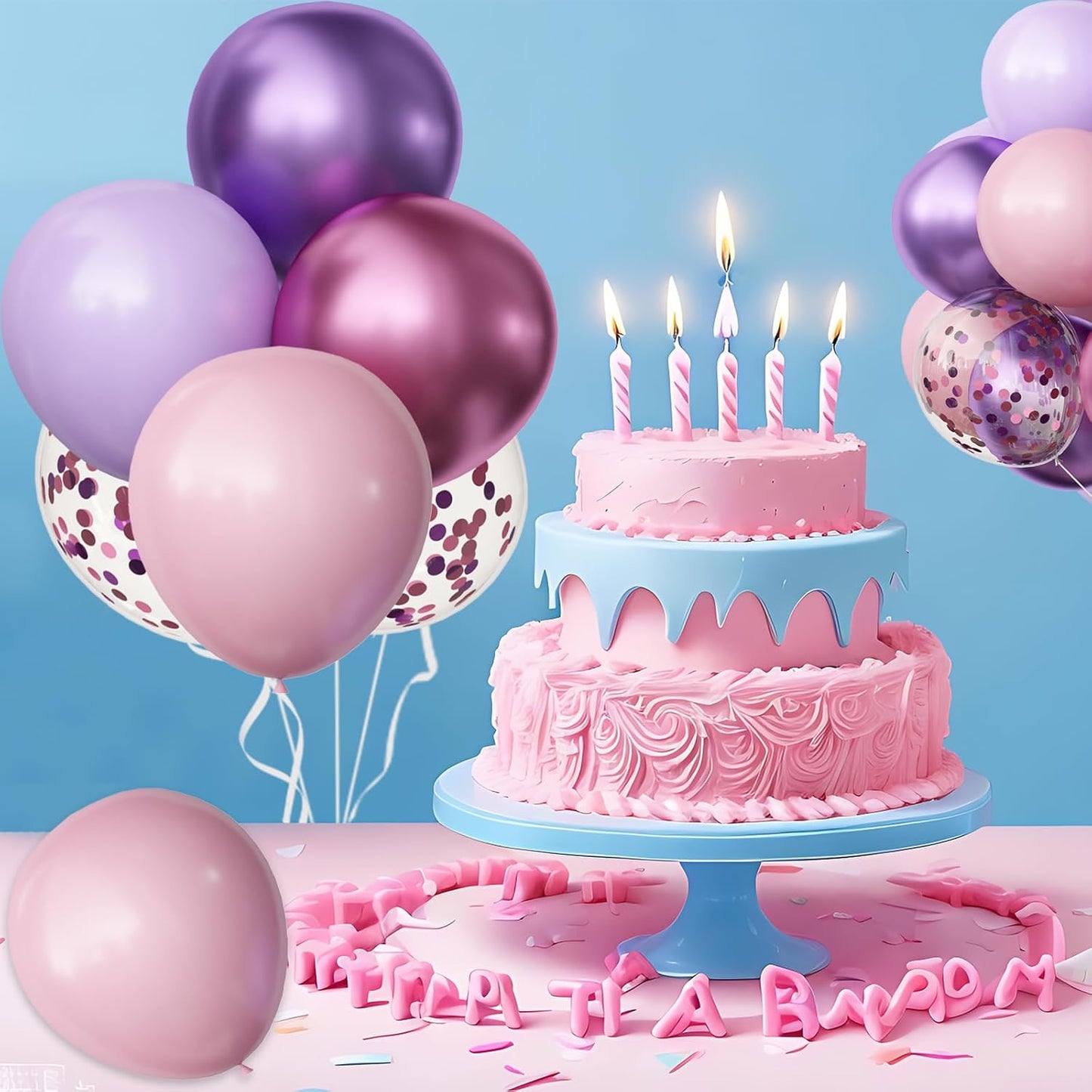 OuMuaMua Pink & Purple Balloons - 62Pcs Latex Balloons for Birthday, Baby Shower & Wedding Decor | 12 Inch