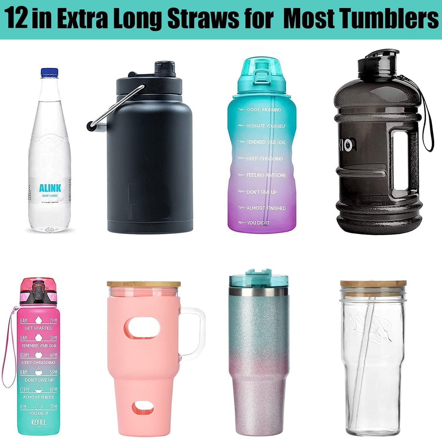 Stanley 6-Pack Replacement Straws - 12-Inch Clear Reusable Plastic Straws for 40 oz & 30 oz Tumblers | Dishwasher Safe & BPA-Free