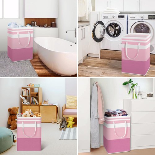 HomeHacks Large Waterproof Laundry Baskets - Collapsible Hampers with Reinforced Handles | 75L Each, Pink