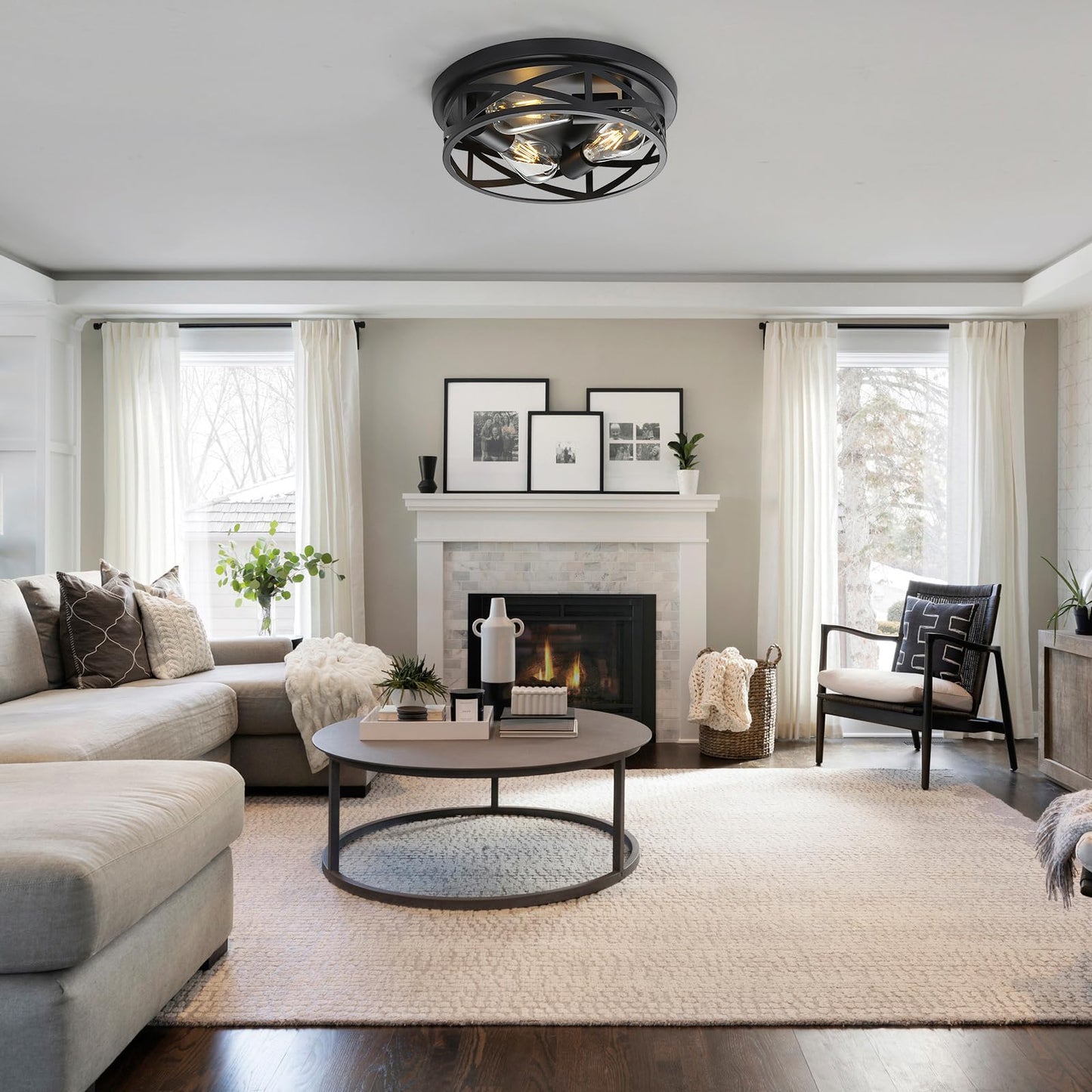 piano7797 13 inch Black Flush Mount Ceiling Light Fixtures,3-Light Modern Hallway Light Fixtures Ceiling, Black Light Fixture Ceiling Mount for Farmhouse,Kitchen, Bedroom 2 Pack