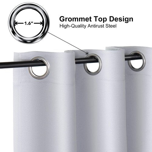 ChrisDowa Blackout Curtains 72 inches Long for Bedroom - 2 Panels Set Grommet Thermal Insulated Room Darkening Curtains for Living Room (Greyish White, 42 x 72 Inch)