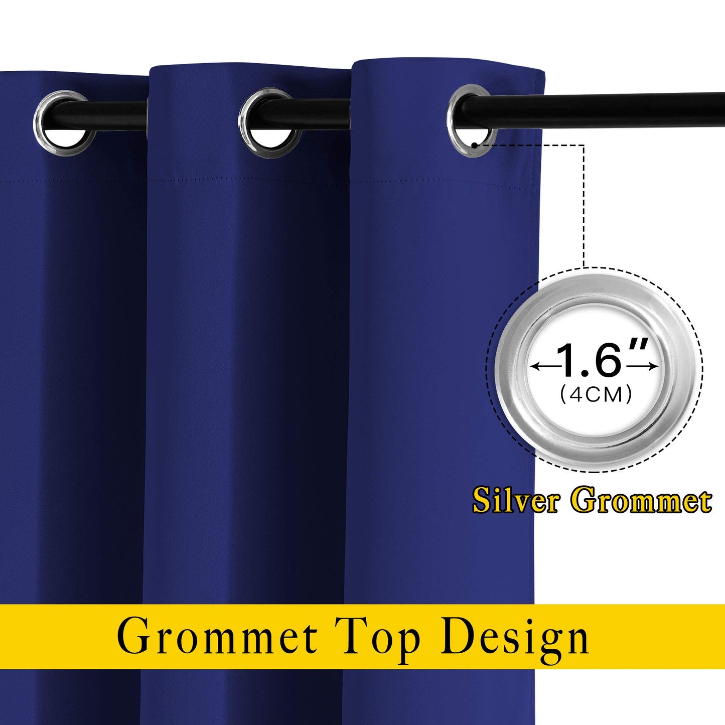 NICETOWN Bedroom Blackout 102 inch Curtains for Sliding Glass Door - Grommet Thermal Insulated Solid Luxury Window Treatments Sound Reducing for Living Room (W66 x L102, Navy Blue, Set of 2)