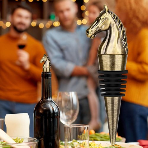 Horse Head Wine Stopper, Horse Wine Gifts Birthday Gifts for Men Women, Bottle Stoppers for Wine Champagne, Bronze with Gift Box