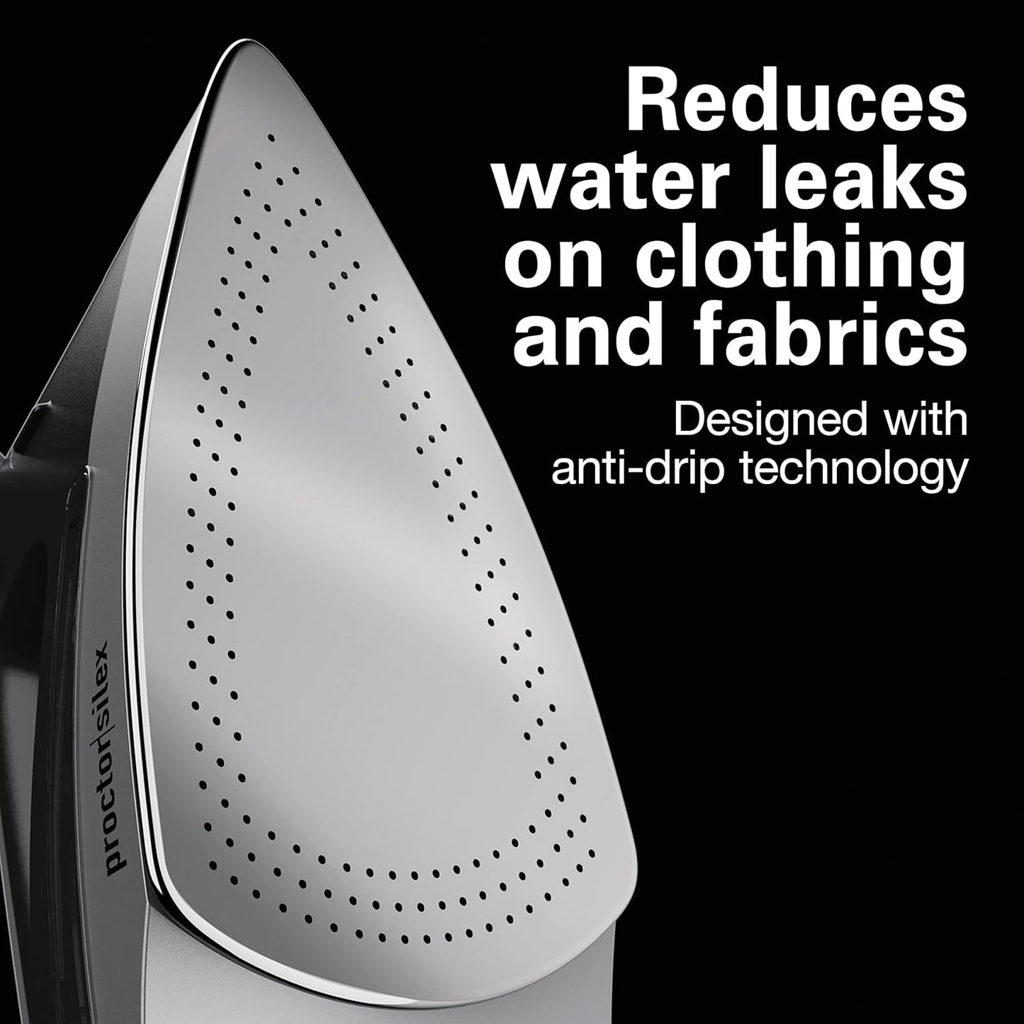 Proctor Silex Steam Iron - 1500 Watts with Stainless Steel Soleplate & 8’ Retractable Cord | Gray & Black