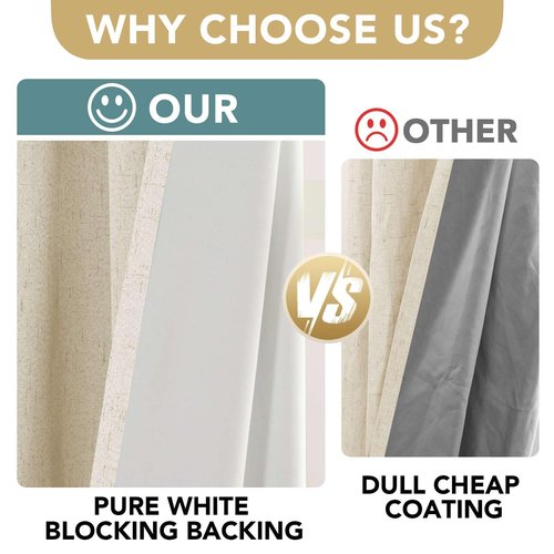 H.VERSAILTEX 100% Blackout Curtains for Bedroom Thermal Insulated POLYESTER,ACRYLIC Textured Curtains Heat and Full Light Blocking Drapes Living Room Curtains 2 Panel Sets, Bleached Sand, 52x84inch