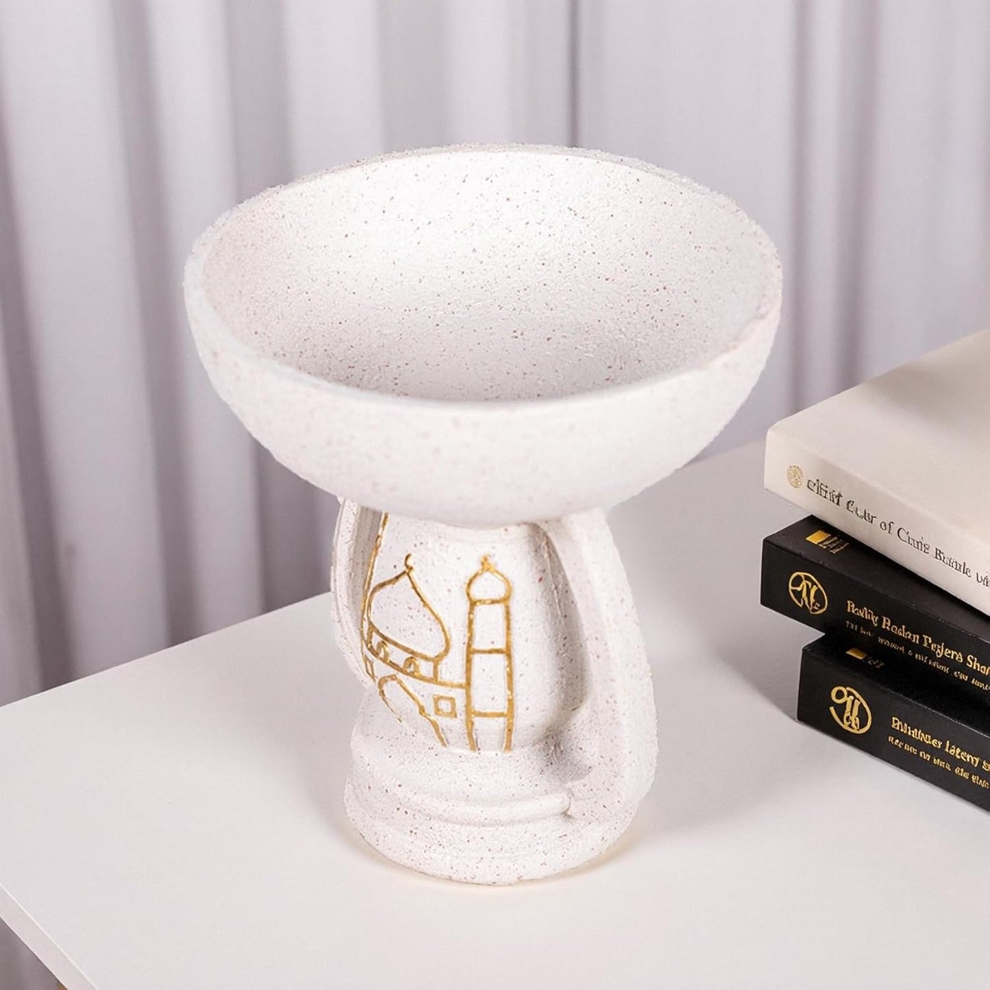 Regine Switzerland Mosque Sculpture - Elegant White Resin Ornament with Gold Pattern