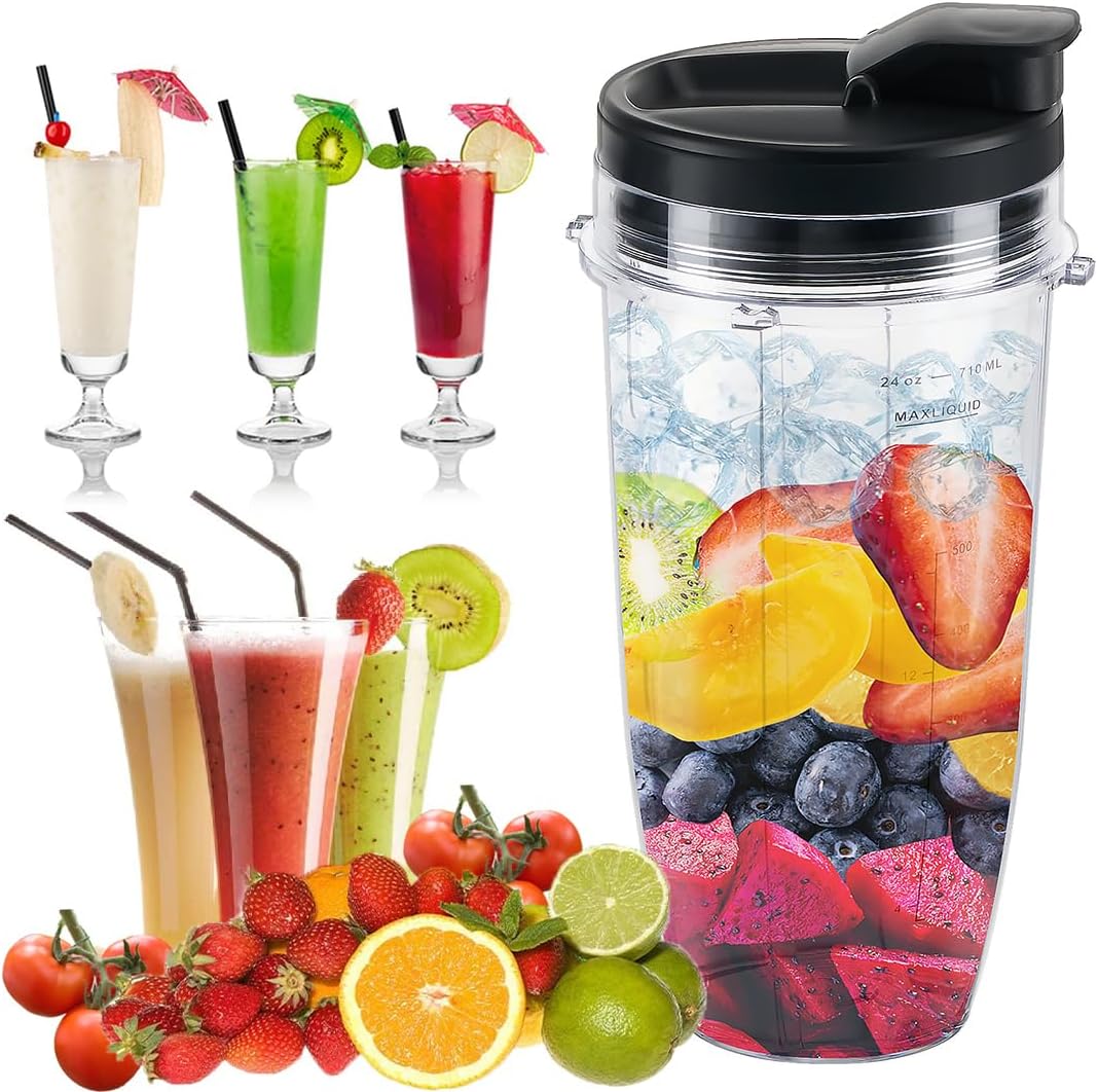Nutri Ninja 24oz Blender Cup - Sip & Seal Lid for BL450, BL456, BL480, BL640 | 2-Pack