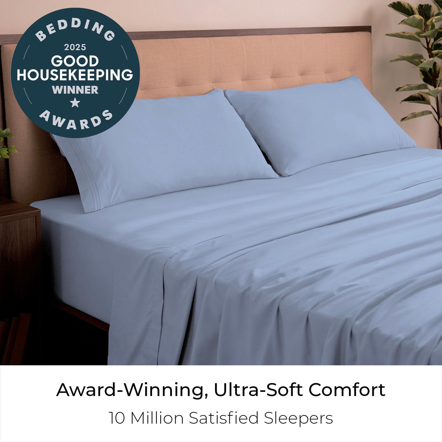 Mellanni California King Sheets Set - 4 PC Iconic Collection Bedding - Hotel Luxury, Extra Soft, Cooling Bed Sheets - Wrinkle, Fade, Stain Resistant (Cal King, Sky Blue)
