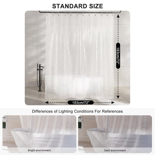 AmazerBath Heavy Duty Shower Curtain Liner, 100% EVA Clear Shower Curtain and Liner 2-in-1, 72x72 Luxury Plastic Weighted Bathroom Cobble Shower Liner, 12 Rustproof Grommets & 3 Heavyweight Stones
