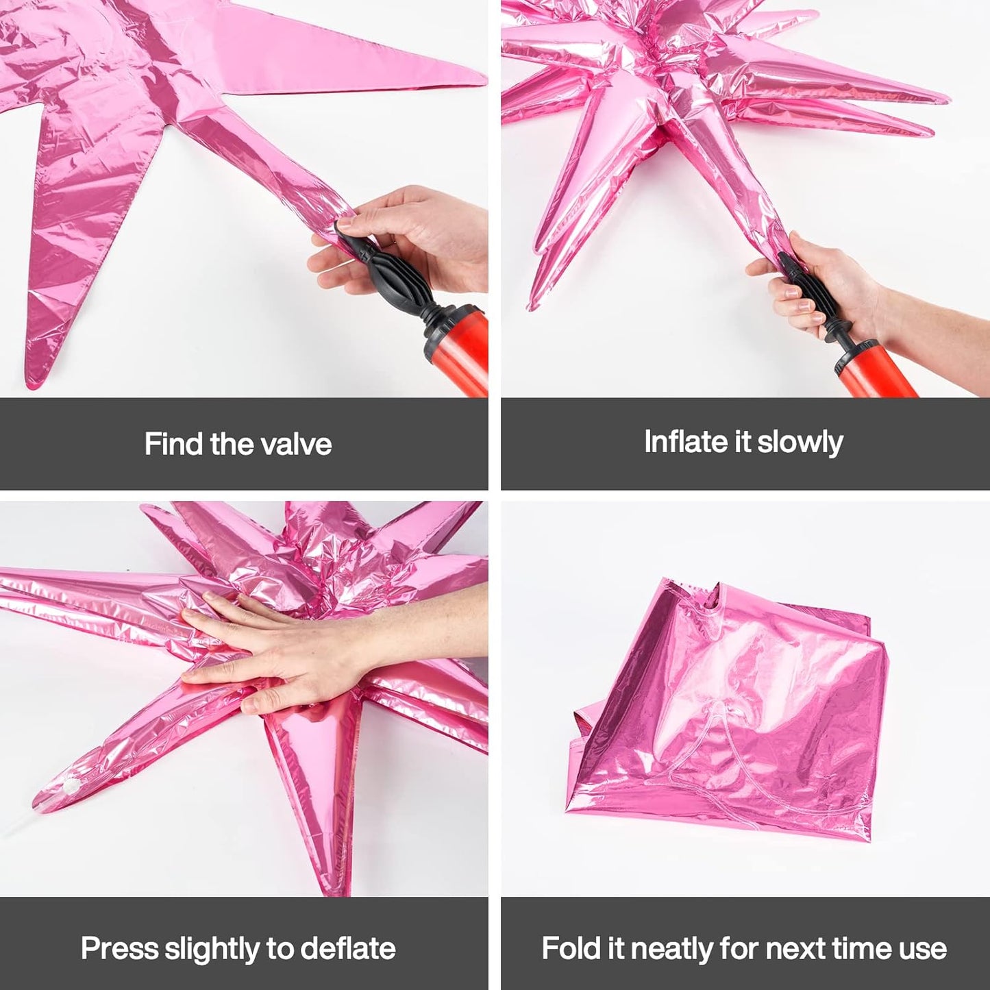PartyWoo Pink Star Foil Balloons - 6-Piece Mylar Set for Birthday, Gender Reveal, and Wedding Decor | 22-Inch Sizes