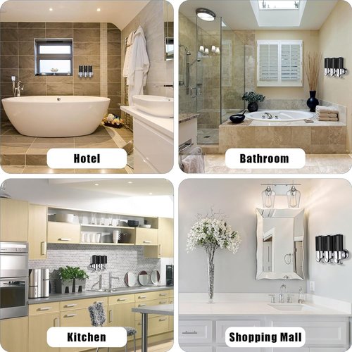 3 in 1 Bathroom Shampoo and Conditioner Dispenser with Waterproof Labels - Drill Free Shower Soap Dispenser Wall Mounted for Home Hotel RV | 3x17oz Refillable Bottles