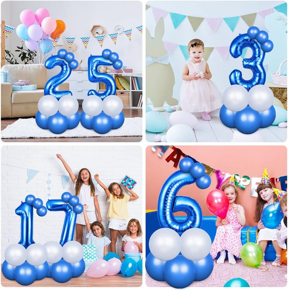 OFFCUP 40-Inch Blue Number 1 Balloon - Self-Inflating Foil Balloon for 1st Birthday Celebrations