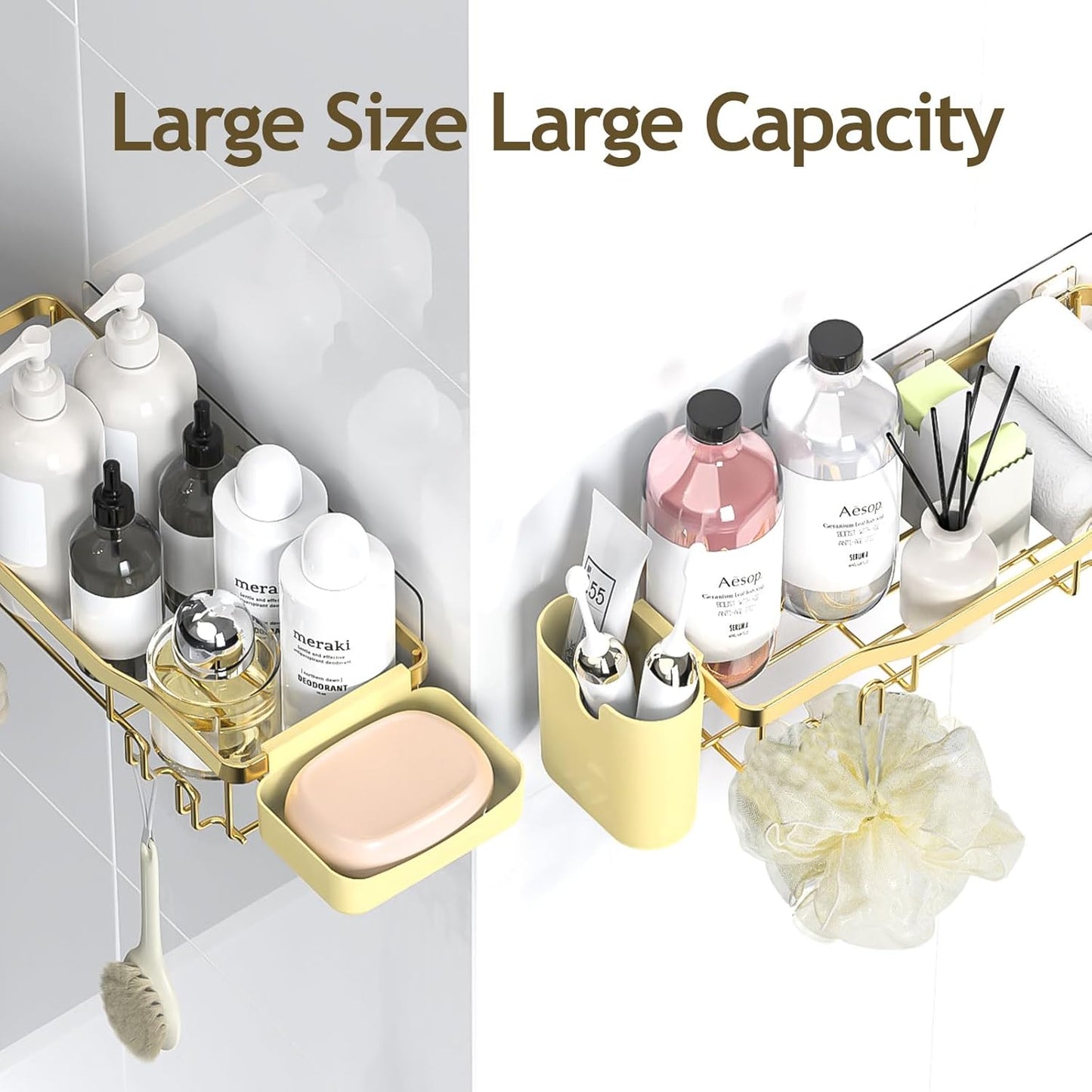 NESOMI Shower Caddy - Adhesive Bathroom Organizer with Large Capacity | Rustproof Stainless Steel, 7-Pack