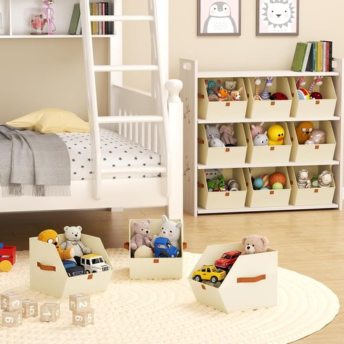 Homsorout Fabric Closet Storage Cubes - 6 Pack Square Bins with Dual Handles for Organizing Small Spaces | Beige