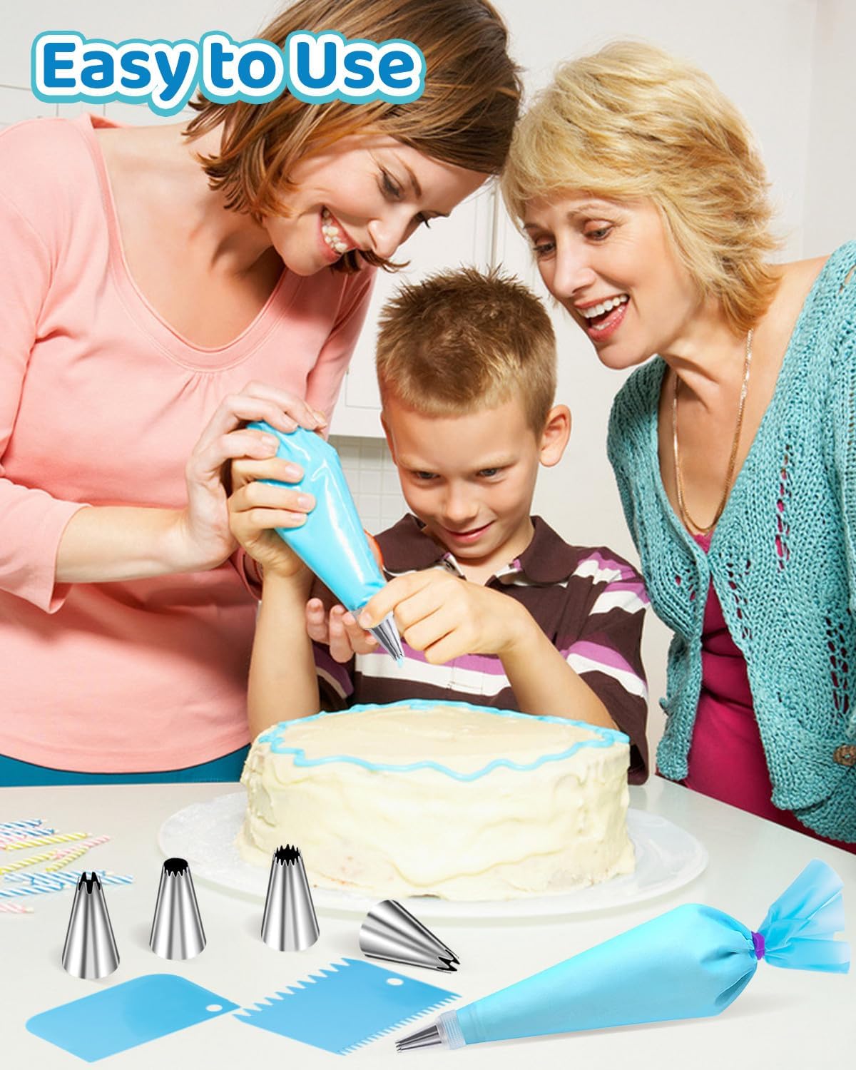 Skiennix 130 Pcs Cake Decorating Set - Piping Bags, Tips, and Accessories for Perfect Cakes