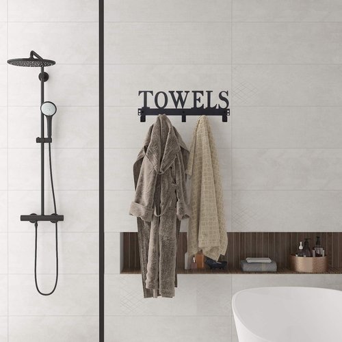 Kuhome Over The Door Hooks - Stylish Towel Holder for Bathroom & Bedroom | Metal Sandblasted Black
