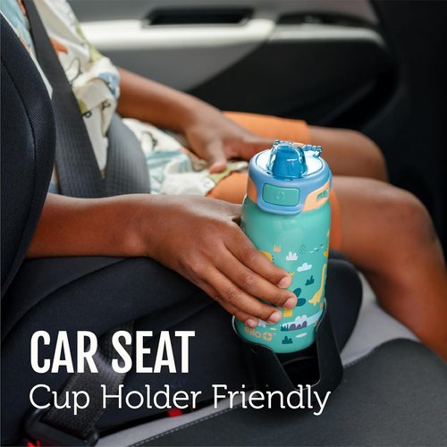 Ello Kids 12oz Pop & Fill Water Bottle - Quick Fill Lid, Double-Wall Insulated, Leak Proof, BPA Free | Preppy Cherries