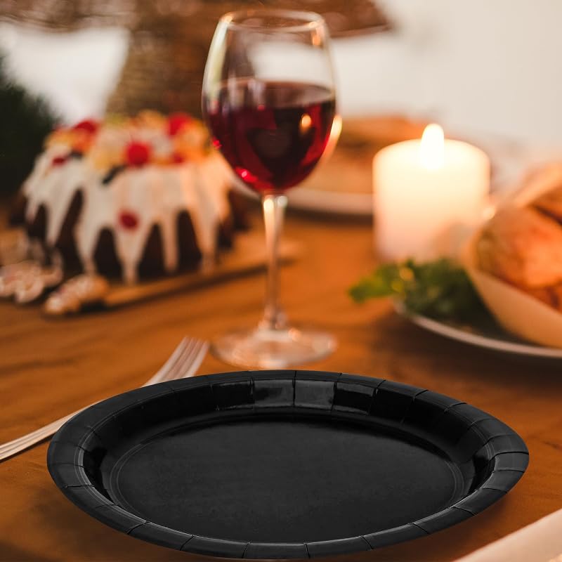 Variation of THIS listing: 50 Pcs 9 Inch Black Disposable Paper Plates - 300gsm with Film