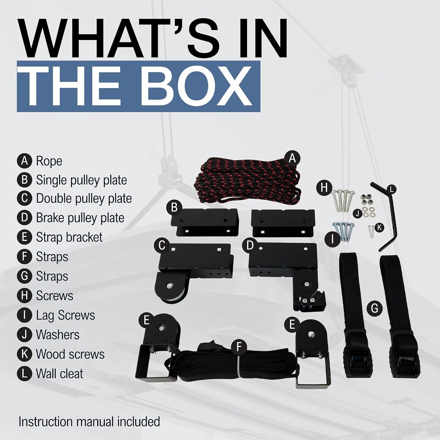 StoreYourBoard Cargo Box Pulley System - Heavy-Duty Garage Hoist for Rooftop Carriers | 150 lbs Capacity, Fits 8-10 ft Ceilings