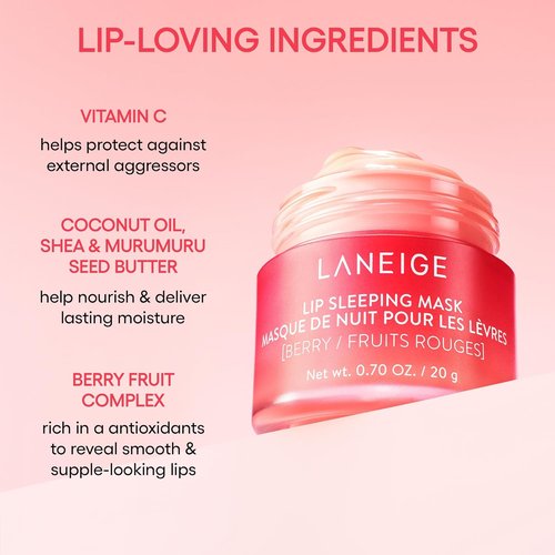 LANEIGE Lip Sleeping Mask - Nourishing Hydration with Vitamin C & Shea Butter for Soft, Smooth Lips