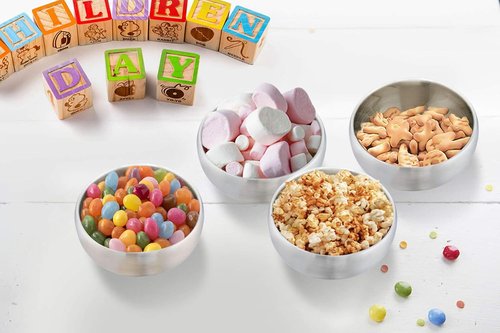 E-far Stainless Steel Bowls for Kids | 12 Ounce Double-Deck, Insulated & Shatterproof - Set of 4