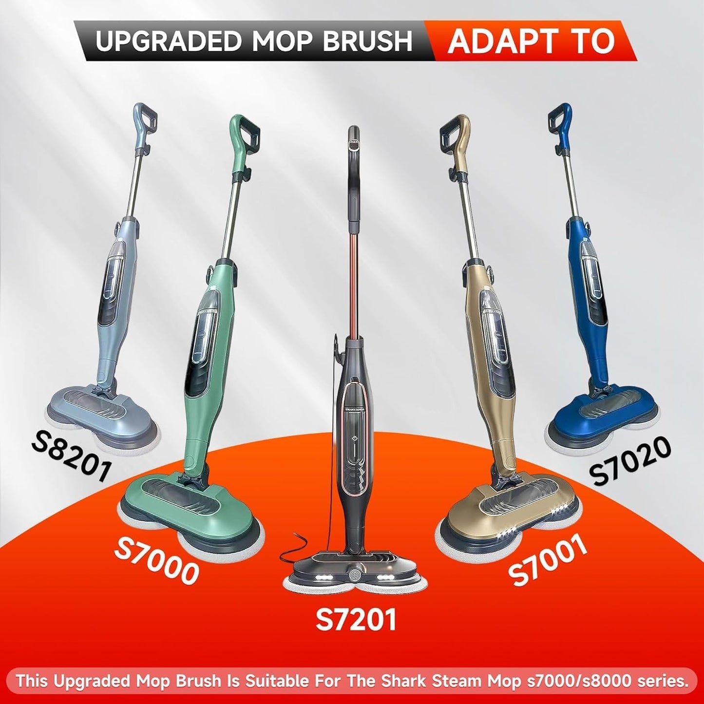 Shark Replacement Brush Heads - 4-Pack for S7000, S7001, S7020, S7005 | Abrasive Scrub Pads Included