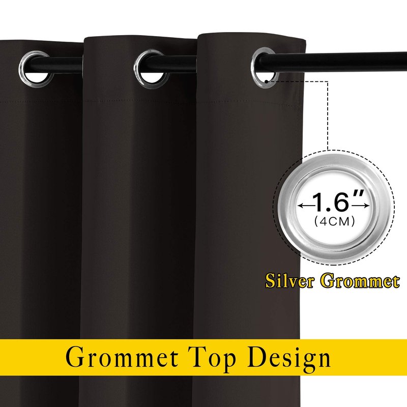 NICETOWN Blackout Curtain Panels 84 inches - Light Reducing Thermal Insulated Solid Grommet Blackout Curtains/Panels/Drapes for Living Room (Set of 2, 66 inches by 84 Inch, Toffee Brown)