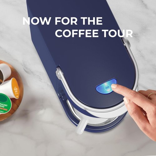 CHULUX Single Serve Coffee Maker - Compact K-Cup Brewer with 6 to 12oz Sizes | Fits 7.3" Travel Mugs, Navy Blue