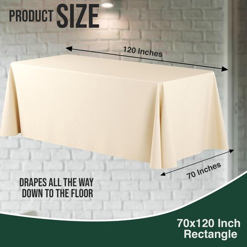 6 Pack Ivory Plastic Table Cloth - 70 x 120 Inch Rectangle Disposable Tablecloth for Parties - Rectangle Tablecloth - Disposable Table Cloths for Parties - Great for Picnics And Formal Events