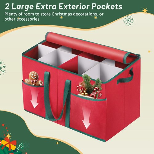 EverMerry Nutcracker Storage Box - Large Organizer for 8 Holiday Figurines | Red, 15 Inches