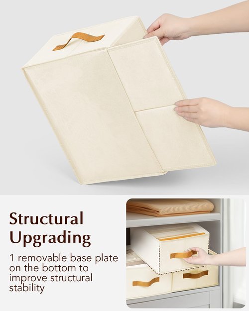 Homsorout Clothes Organizers - Foldable Fabric Jeans Organizer with Handles | 6 Pack, Beige