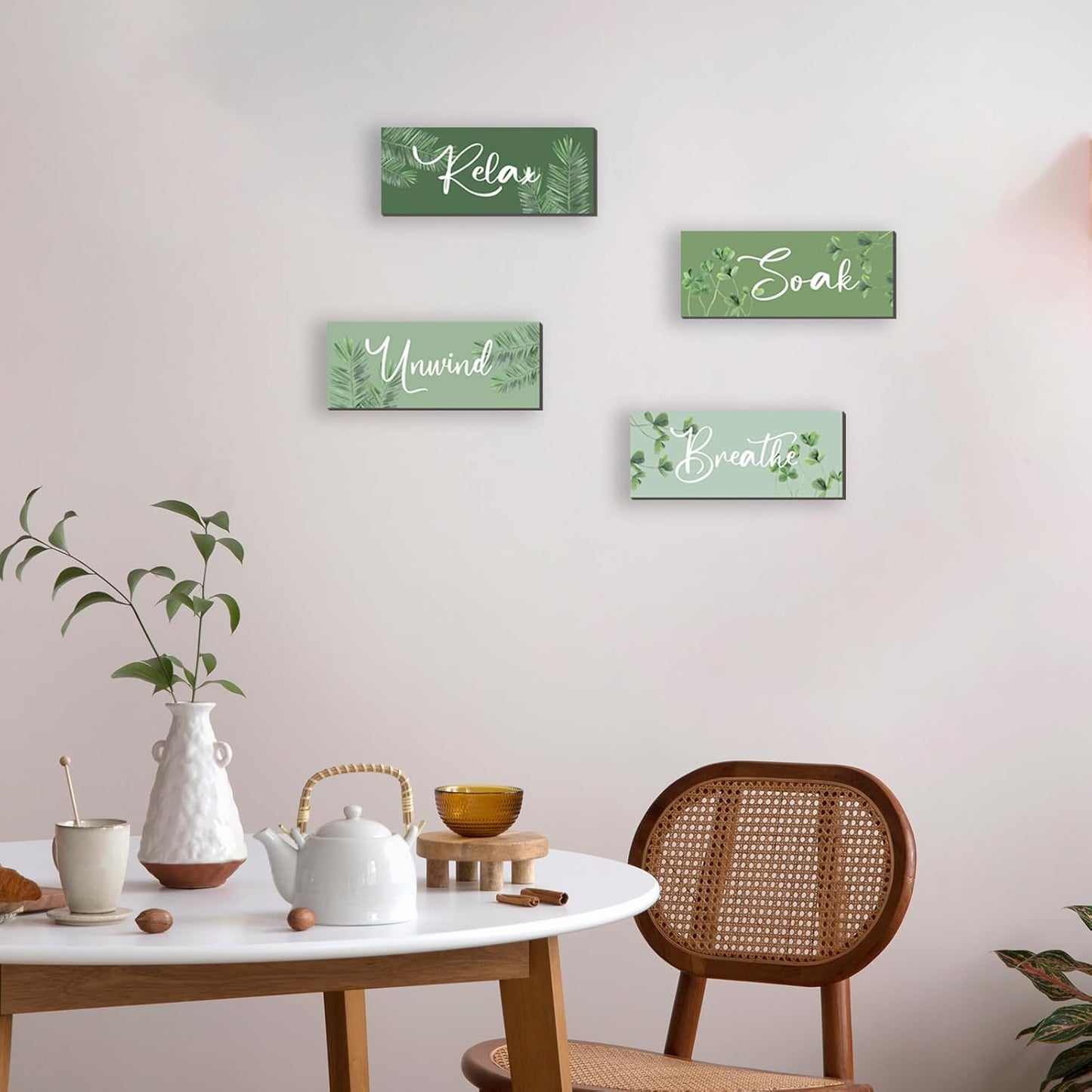 ONIZHITY Sage Green Bathroom Wall Decor - Relax, Soak, Unwind Wooden Signs | Rustic 10x4 Inch Decor for Home
